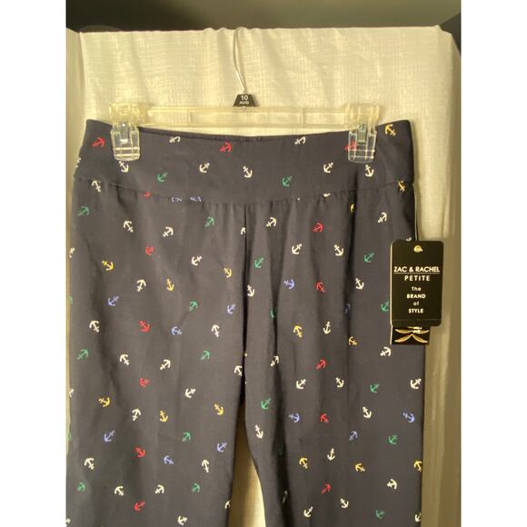 Zac & Rachel women’s dk blue with multi colored anchors crop pants size 6P - Picture 4 of 13